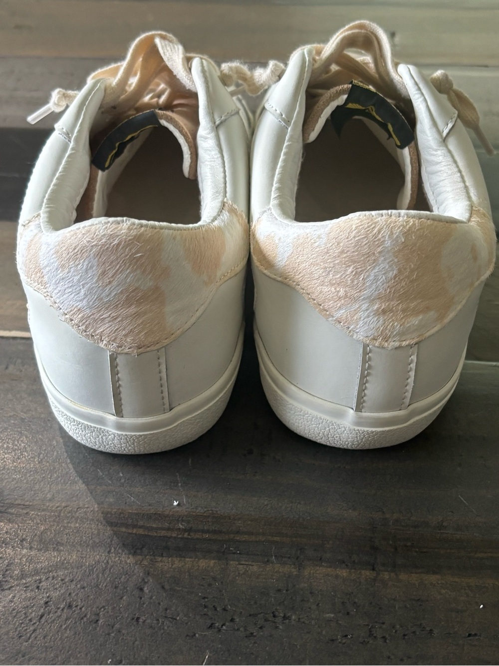 Vintage Havana Hair-On-Hide Star Sneakers | White Beige Leather | W’s Size 11 - Picture 6 of 11